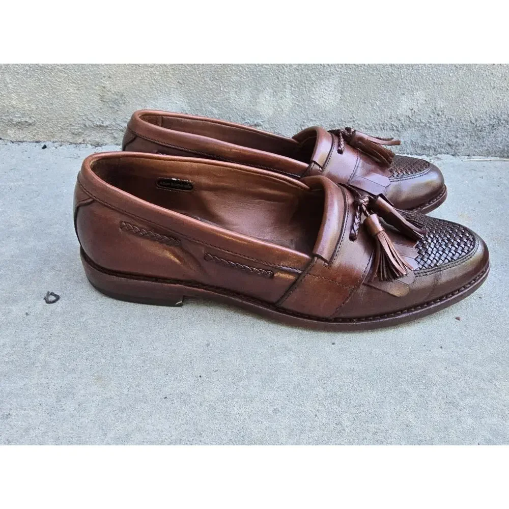 Allen Edmonds Cody Mens Sz 10 D Black & Brown Woven Tassel Loafer Shoes